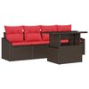 vidaXL Sodo Sofų Rinkinys 5 vnt. 4-Vietų skaičius Ruda ir raudona