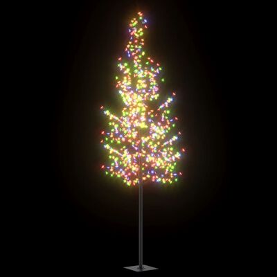 vidaXL Kalėdinis medis, 300cm, 600 spalvotų LED, su vyšnių žiedais