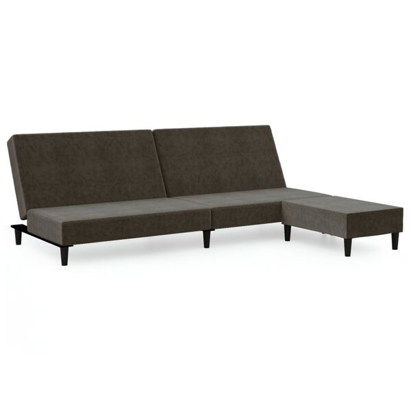 vidaXL Dvivietė sofa-lova su pakoja, tamsiai pilkos spalvos, aksomas