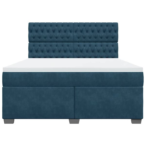 vidaXL Lova su spyruoklėmis ir čiužiniu, mėlyna, 180x200cm, aksomas