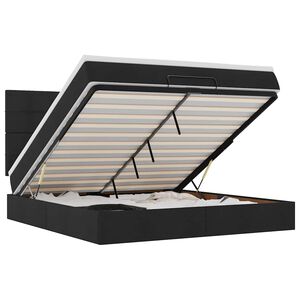 vidaXL Osmanų lova su čiužiniu ir LED, juodas, 180x200cm, audinys