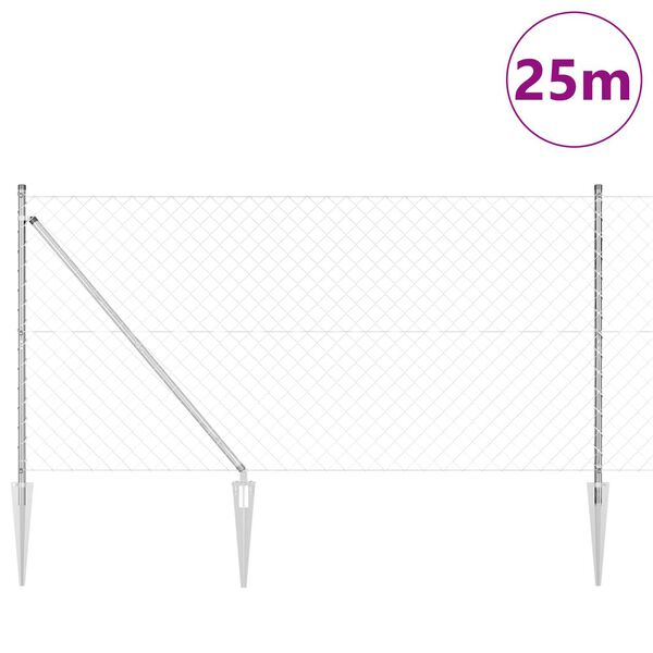 vidaXL Tvorelės stulpas Sidabro 25 x 1,2 m (60 x 60 mm tinklas)