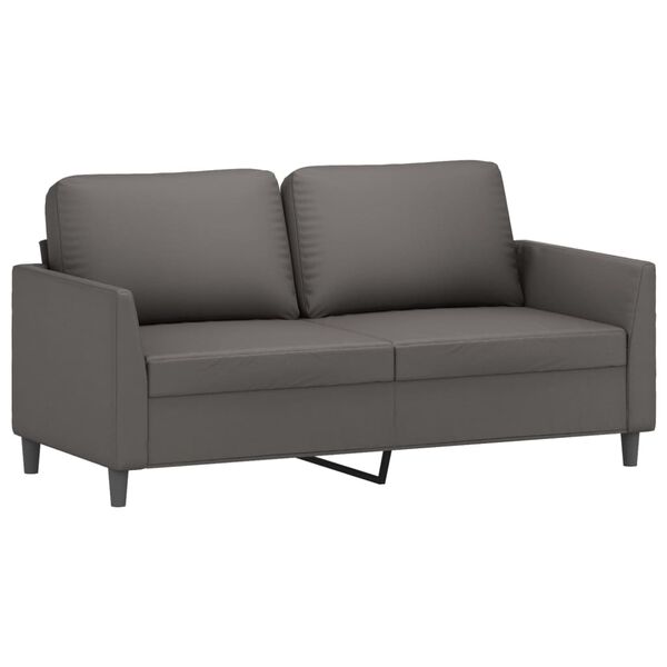 vidaXL Dvivietė sofa, pilkos spalvos, 140cm, dirbtinė oda