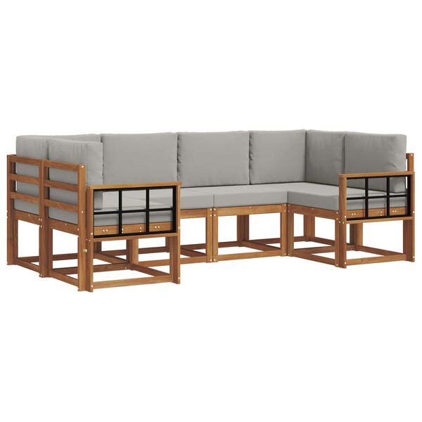 vidaXL Lauko sofos komplektas 6 pcs Natūrali ir &scaron;viesiai pilka