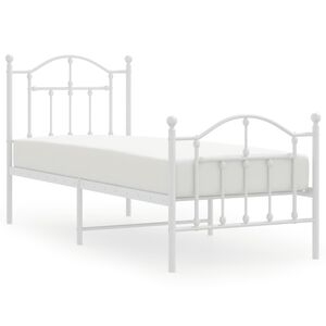 vidaXL Lovos rėmas su galvūgaliu/kojūgaliu, baltas, 75x190cm, metalas