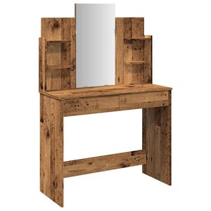 vidaXL tualetinis staliukas su veidrodžiu Old Wood 96x39x142 cm