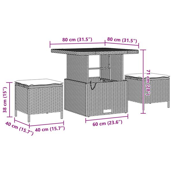 vidaXL Sodo Sofų Rinkinys su saugykla 11 pcs Juoda Poli ratanas