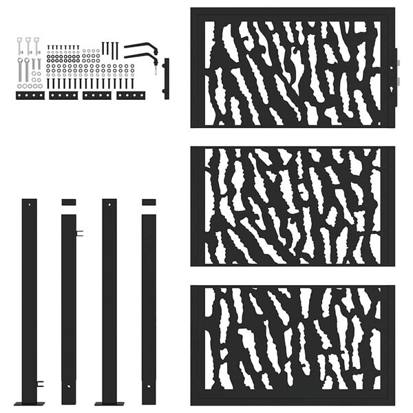 vidaXL Sodo vartai, juodi, 100x150 cm, plieniniai, atbrailos raštas