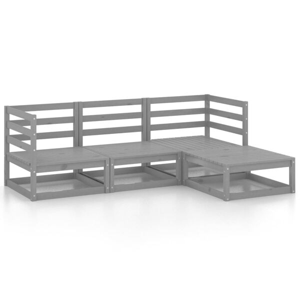 vidaXL Sodo poilsio baldų komplektas, 4 dalių, pilkas, pu&scaron;ies masyvas