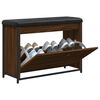 vidaXL Batų suoliukas su atverčiamu stalčiumi, rudas, 82x32x56cm