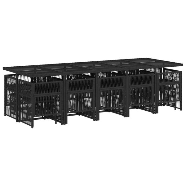 vidaXL Sodo komplektas su pagalvėlėmis, 15 dalių, juodas, poliratanas