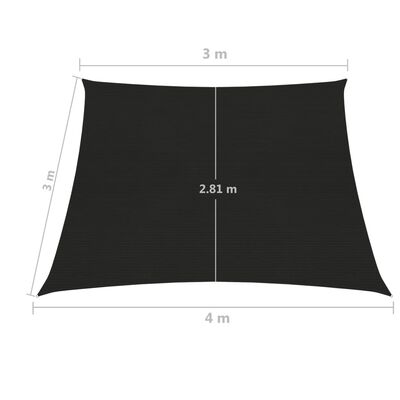 vidaXL Uždanga nuo saulės, juodos spalvos, 3/4x3m, HDPE, 160g/m²