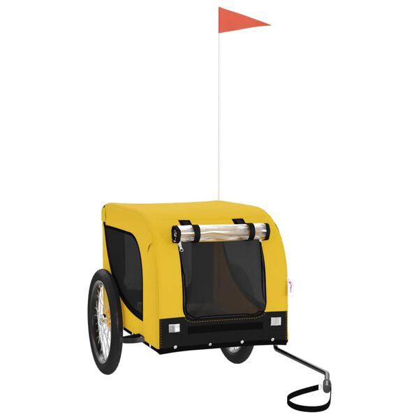 vidaXL Dviračio priekaba augintiniams, geltona/juoda, audinys/geležis