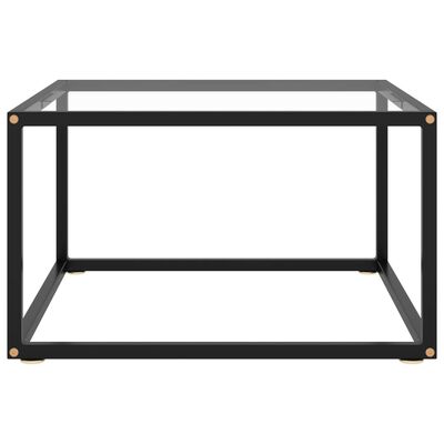 vidaXL Kavos staliukas su grūdintu stiklu, juodas, 60x60x35cm
