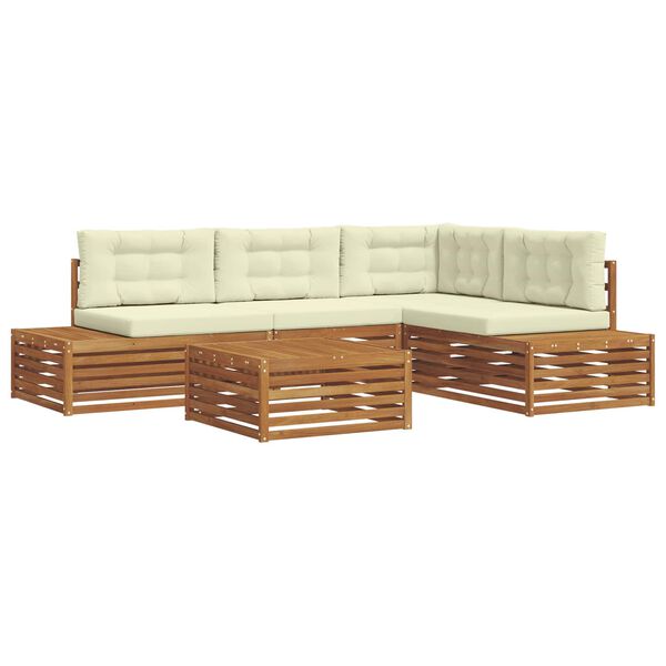 vidaXL Lauko sofos komplektas 5 Vienetas Natūralus ir grietinėlė