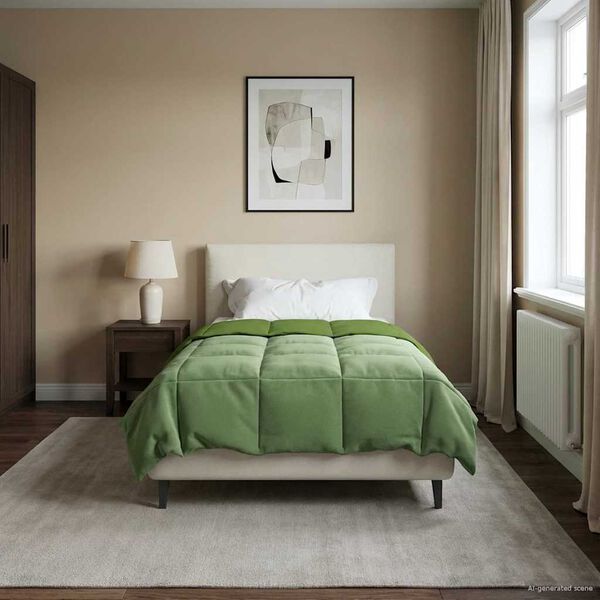 vidaXL Žiemos antklodė Tik&scaron;tas Žalia 135 x 200 cm Mikropluo&scaron;tas