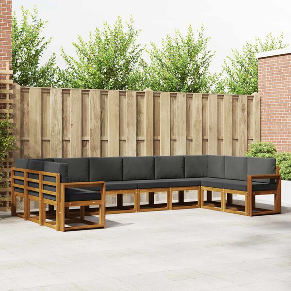 vidaXL Lauko sofos komplektas 10 pcs Natūralus ir antracitas