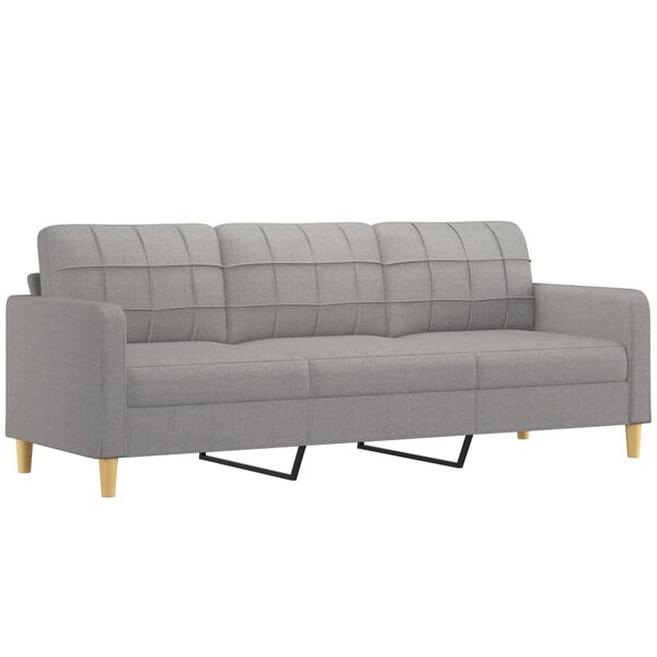 vidaXL Trivietė sofa su pakoja, &scaron;viesiai pilka, 210cm, audinys