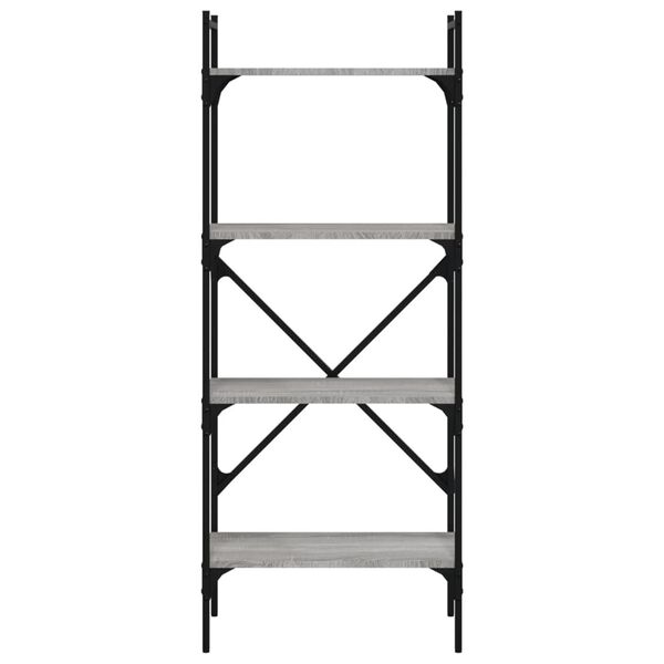 vidaXL Knygų spinta, 4 aukštų, pilka ąžuolo, 56x31,5x138,5cm, mediena