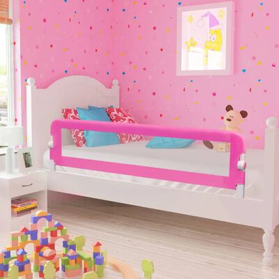 vidaXL Apsauginiai turėklai vaiko lovai, 2vnt., rožiniai, 150x42cm