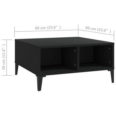 vidaXL Kavos staliukas, juodos spalvos, 60x60x30cm, MDP