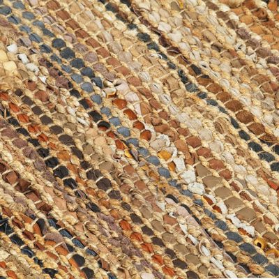 vidaXL Rankomis austas kilimėlis, gelsvai rudas, 190x280cm, oda/džiut.