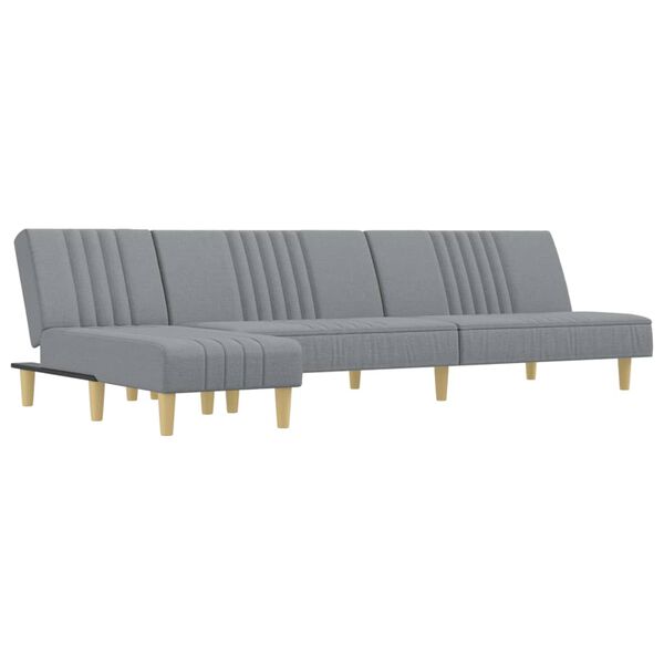 vidaXL L formos sofa-lova, &scaron;viesiai pilka, 255x140x70cm, audinys