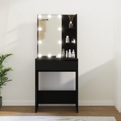 vidaXL Kosmetinis staliukas su LED, juodos spalvos, 60x40x140cm