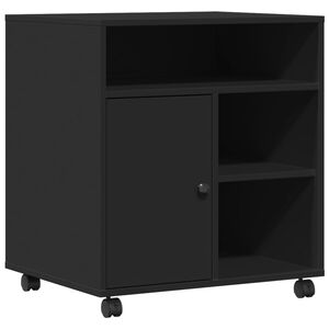 vidaXL Spausdintuvo stovas su ratukais, juodos spalvos, 60x50x67cm