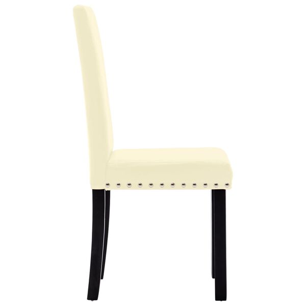 vidaXL Valgomojo kėdės, 6vnt., kreminės spalvos, dirbtinė oda