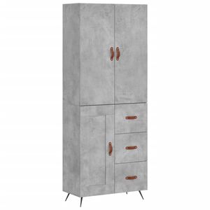vidaXL Komoda, betono pilkos spalvos, 69,5x34x180cm, apdirbta mediena