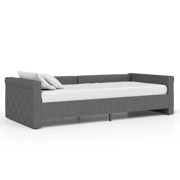 vidaXL Lova su USB i&scaron;vestimi, tamsiai pilka, 90x200cm, audinys