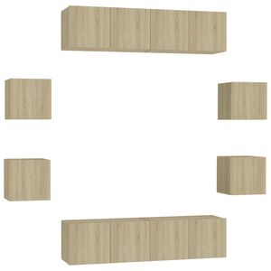 vidaXL Televizoriaus spintelių komplektas, 8 dalių, ąžuolo, mediena