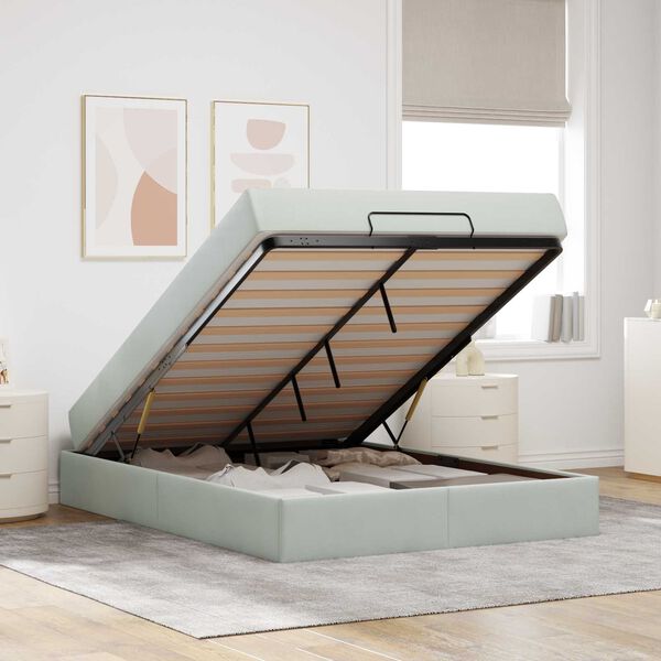 vidaXL Lovos rėmas su čiužiniu 2 pcs &Scaron;viesiai pilka Aksomas