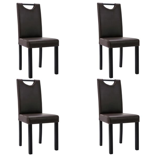 vidaXL Valgomojo kėdės, 4vnt., rudos spalvos, dirbtinė oda