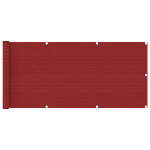 vidaXL Balkono pertvara, raudonos spalvos, 75x400cm, HDPE