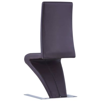 vidaXL Valgomojo kėdės, 2 vnt., rudos, dirbtinė oda, zigzago formos