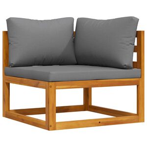 vidaXL Modulinė kampinė sofa su tamsiai pilkomis pagalvėlėmis, akacija