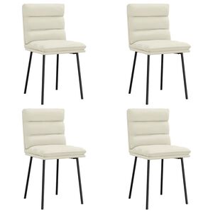 vidaXL Valgomojo kėdės, 4vnt., kreminės spalvos, aksomas