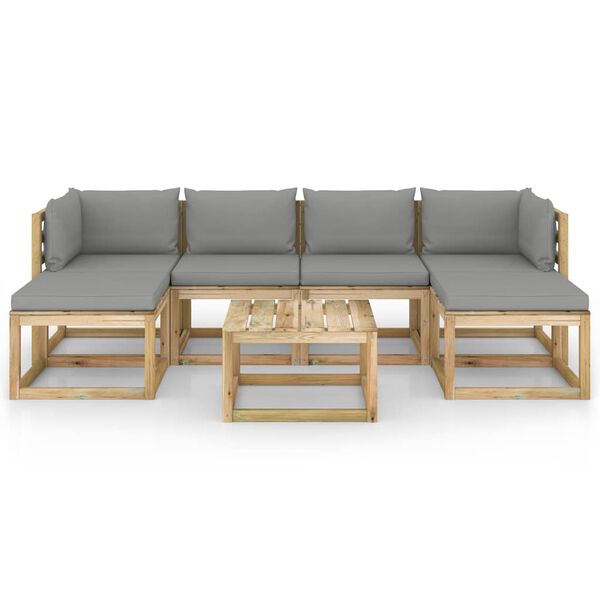 vidaXL Sodo komplektas su pagalvėlėmis, 7 dalių, impregnuota pu&scaron;is