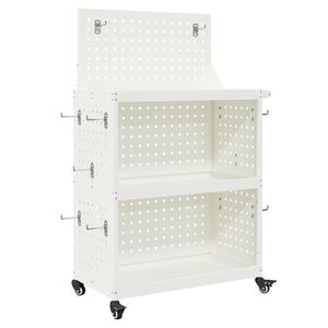 vidaXL Įrankių vežimėlis su lentyna su ratu Balta 65 x 35 x 111 cm