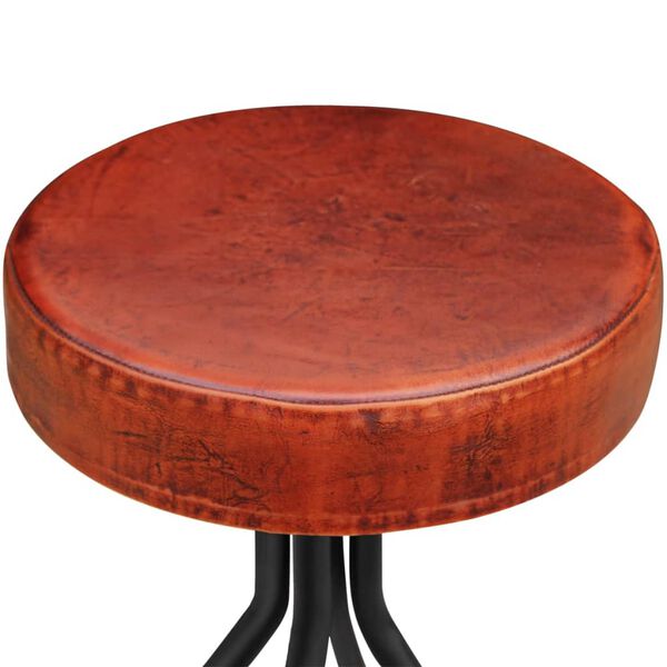 vidaXL Baro taburetė, ruda ir juoda, tikra oda