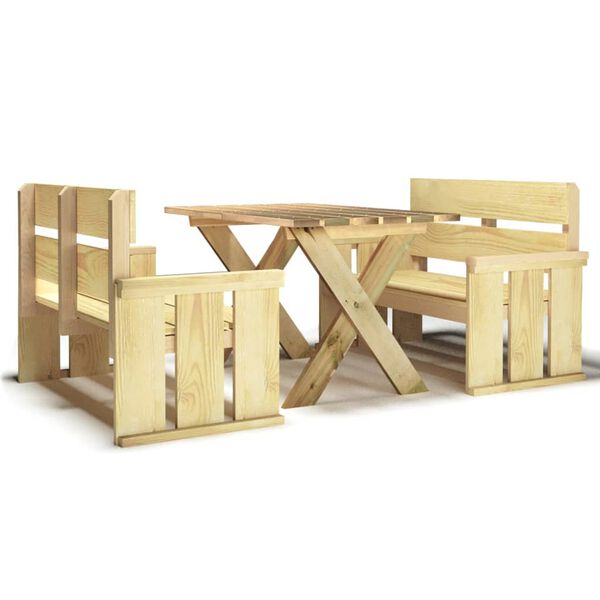 vidaXL Sodo valgomojo baldų komplektas, 3 dalių, impregnuota pu&scaron;is