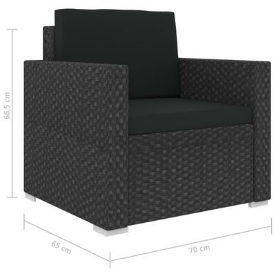 vidaXL Sodo poilsio baldų komplektas, 6 dalių, juodas, poliratanas