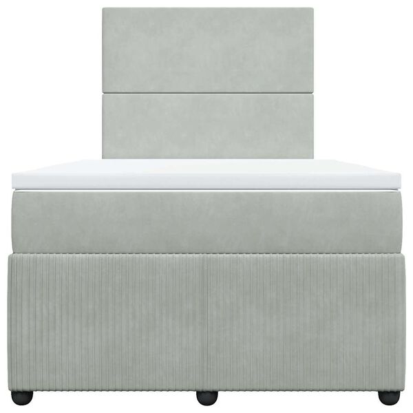 vidaXL Lova su spyruoklėmis ir čiužiniu, pilka, 120x200cm, aksomas