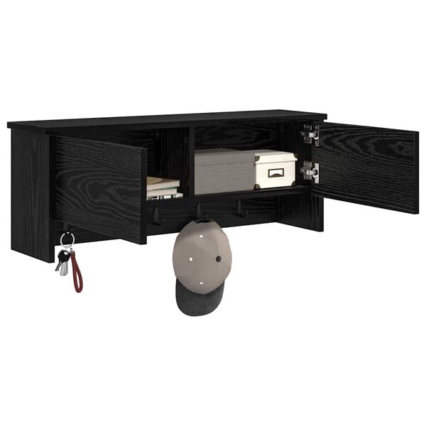 vidaXL Prikabinamas paltas su lentyna Juodas ąžuolas 80 x 20 x 30 cm