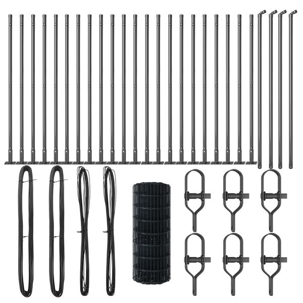 vidaXL Tvora su stulpais Pilka 0,6 x 50 m Plienas ir PVC