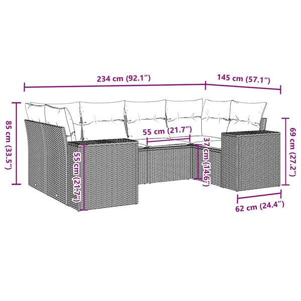 vidaXL Sofos komplektas su pagalvėlėmis, 6 dalių, pilkas, poliratanas
