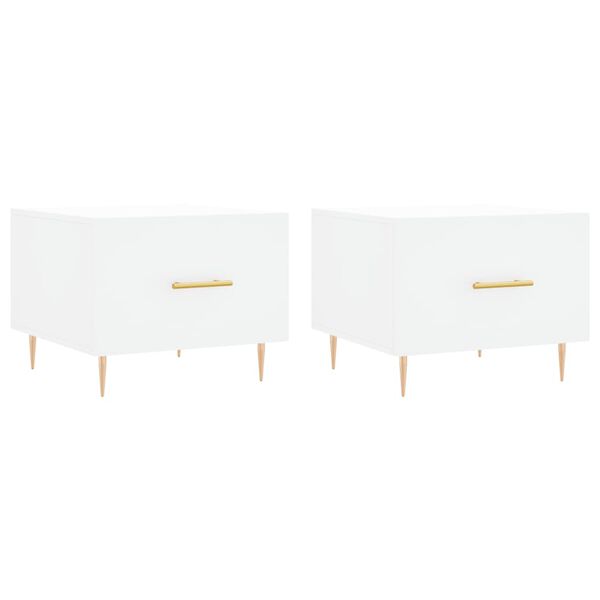 vidaXL Kavos staliukai, 2vnt., balti, 50x50x40cm, apdirbta mediena