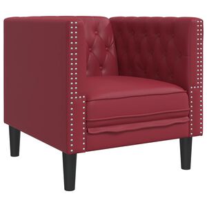 vidaXL Chesterfield krėslas, raudonojo vyno spalvos, dirbtinė oda